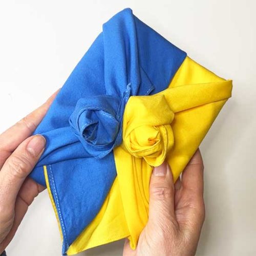 blue and yellow gift wrapping