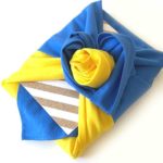 Blue and yellow craft gift wrapping