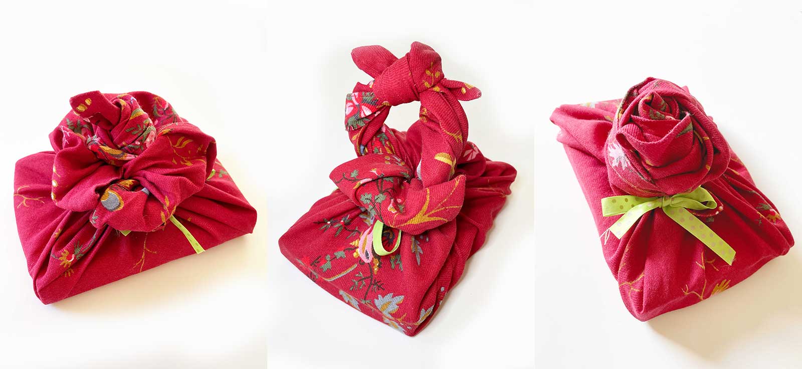 Fabric gift wrapping with handle