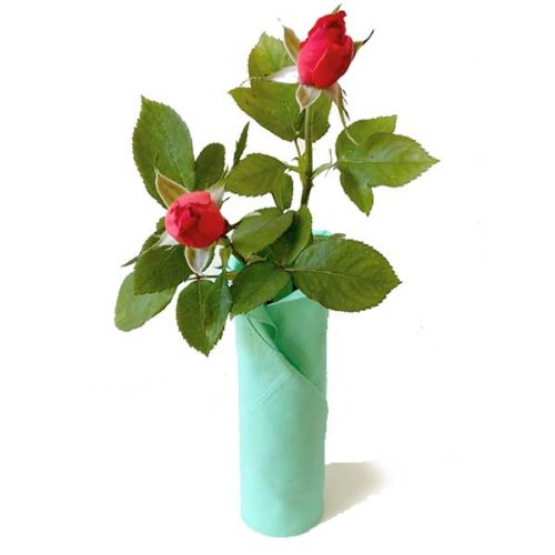 Mint colored vase out of fabric